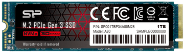 Silicon Power P34A80 SSD disk, 1 TB, M.2 PCIe Gen3 x4, NVMe 3400/3000 MB/s (SP001TBP34A80M28)
