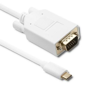 Qoltec USB 3.1 tip C moški/VGA moški kabel | FULL HD | Alternativni način | 1 m