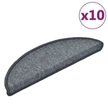 Vidaxl Stopniščne preproge 10 kosov 56x17x3 cm temno sive polkrožne