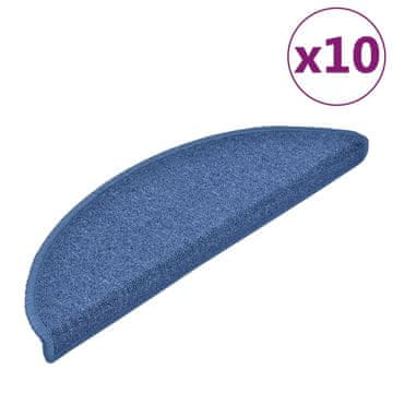 Vidaxl Stopniščne preproge 10 kosov 56x17x3 cm modre polkrožne