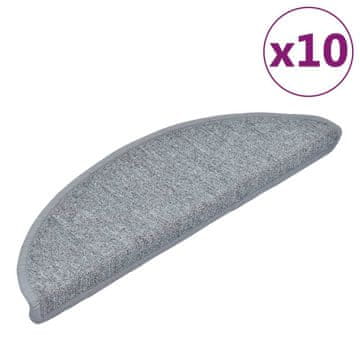 Vidaxl Stopniščne preproge 10 kosov 56x17x3 cm svetlo sive polkrožne