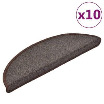 Vidaxl Stopniščne preproge 10 kosov 56x17x3 cm kavno rjave polkrožne
