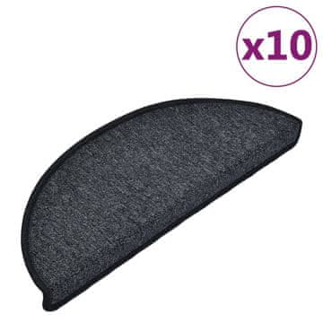 Vidaxl Stopniščne preproge 10 kosov 65x24x4 cm temno sive polkrožne velike