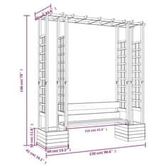 Vidaxl Vrtna pergola s klopjo in koriti impregnirana trdna borovina