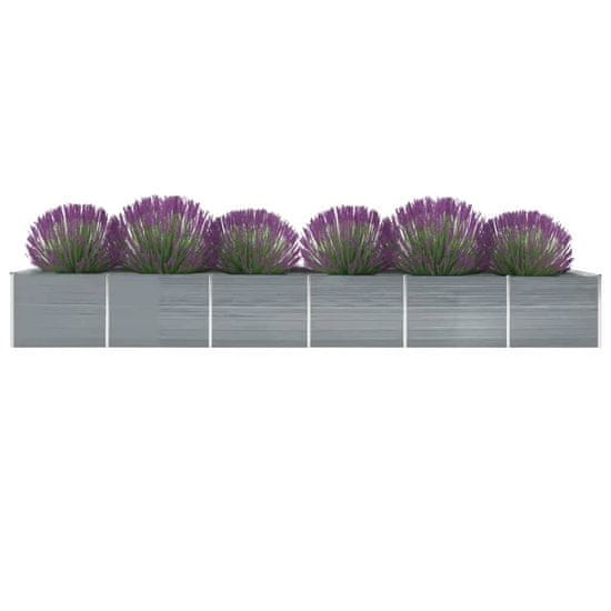 Vidaxl Visoka greda pocinkano jeklo 600x80x77 cm siva