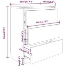 Vidaxl Komoda dimljeni hrast 60x35x76 cm konstruiran les
