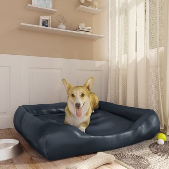 Vidaxl Pasja postelja temno modra 80x68x23 cm umetno usnje