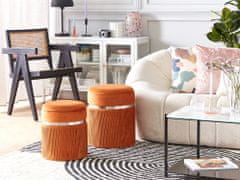 Beliani Komplet 2 žametnih stolčkov za shranjevanje oranžne barve CAMDENTON
