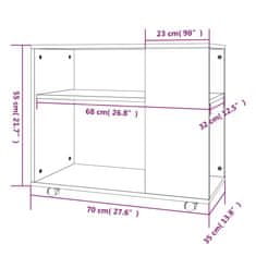 Vidaxl Stranska mizica siva sonoma 70x35x55 cm konstruiran les
