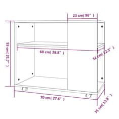 Greatstore Stranska mizica dimljeni hrast 70x35x55 cm konstruiran les