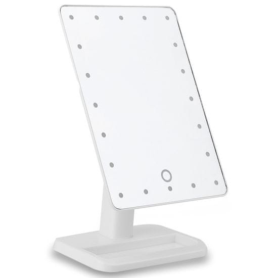 Northix Ogledalo za ličenje z LED 22 lučmi - 180 vrtljivo - belo