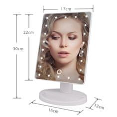 Northix Ogledalo za ličenje z LED 22 lučmi - 180 vrtljivo - belo 