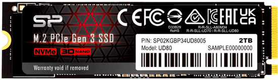 Silicon Power UD80 SSD disk, 2TB, M.2 PCIe Gen3 x4, NVMe 3400/3000 MB/s (SP02KGBP34UD8005)