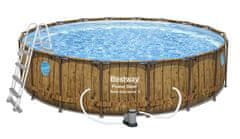 Bestway Power Steel Swim Vista bazen z okni, imitacija lesa, 549 x 122 cm (56977)