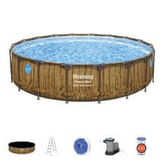 Bestway Power Steel Swim Vista bazen z okni, imitacija lesa, 549 x 122 cm (56977)