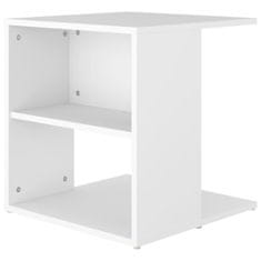 Vidaxl Stranska mizica bela 45x45x48 cm iverna plošča