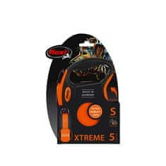 Flexi XTREME S, trak 5m oranžna barva do 20 kg s prilagodljivim pasom Soft-Stop