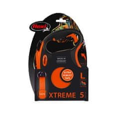 Flexi XTREME L trak 5m, oranžna barva do 65 kg s prilagodljivim pasom Soft-Stop