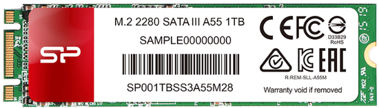 Silicon Power A55 SSD disk, 1TB, M.2, SATA, 560/530 MB/s (SP001TBSS3A55M28)