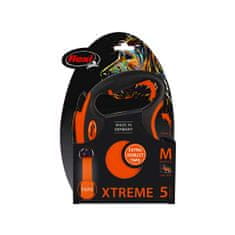 Flexi XTREME M, trak 5m oranžna barva do 35kg s prilagodljivim pasom Soft-Stop