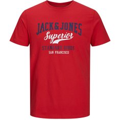 Jack&Jones Plus Moška majica s kratkimi rokavi JJELOGO Slim Fit 12211759 True Red (Velikost 5XL)