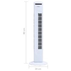 Vidaxl Stoječi ventilator z daljincem in časovnikom Φ 24x80 cm bel