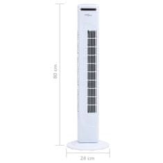 Greatstore Stoječi ventilator z daljincem in časovnikom Φ 24x80 cm bel