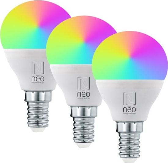 Immax NEO LITE SMART set 3x žarnica LED E14 6W RGB+CCT barvna in bela, zatemnitvena, Wi-Fi, P45, TUYA