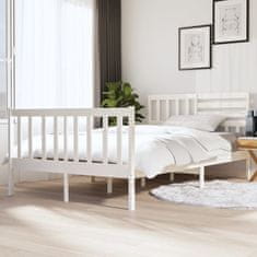 Vidaxl Posteljni okvir bel iz trdnega lesa 135x190 cm 4FT6