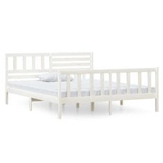 Vidaxl Posteljni okvir bel iz trdnega lesa 135x190 cm 4FT6