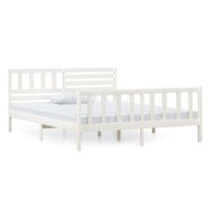 Vidaxl Posteljni okvir bel iz trdnega lesa 120x200 cm
