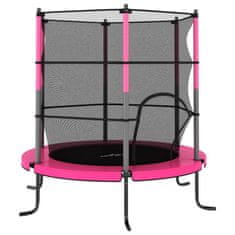 Vidaxl Trampolin z varnostno mrežo okrogel 140x160 cm roza