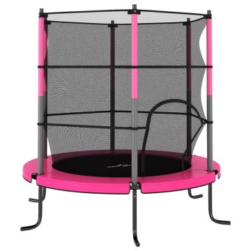 Vidaxl Trampolin z varnostno mrežo okrogel 140x160 cm roza