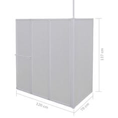 Greatstore Zložljiva stena za tuš L oblike 70 x 120 x 140 cm s 4 ploščami