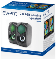 Ewent 2.0 zvočniki, 6W RMS, RGB, nadzor glasnosti, USB napajanje, črni (EW3524)