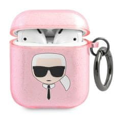Karl Lagerfeld KLA2UKHGP AirPods ovitek roza/pink Glitter Karl`s Head
