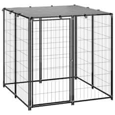 Vidaxl Pesji boks črn 110x110x110 cm jeklo