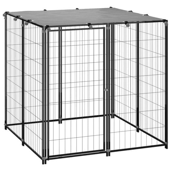 Vidaxl Pesji boks črn 110x110x110 cm jeklo