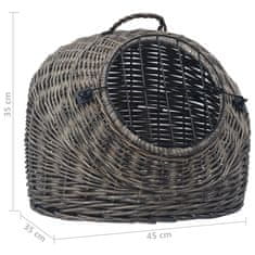 Greatstore Mačji transporter siv 45x35x35 cm naravna vrba