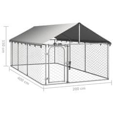 shumee Zunanji pasji pesjak s streho 400 x 200 x 150 cm