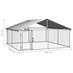 Vidaxl Zunanji pasji boks s streho 300 x 300 x 150 cm