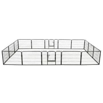 Vidaxl Ograda za pse s 16 jeklenimi paneli 60x80 cm črne barve
