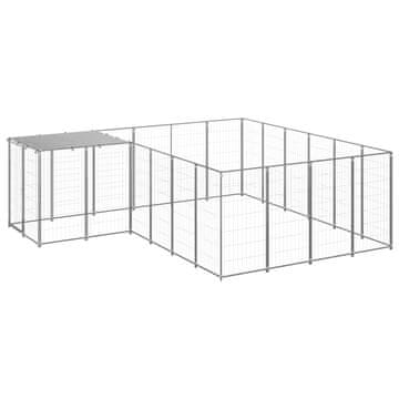 Vidaxl Pasji boks srebrn 8,47 m² jeklo