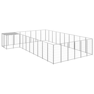 Vidaxl Pasji boks srebrn 19,36 m² jeklo