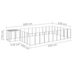 Vidaxl Pasji boks srebrn 19,36 m2 jeklo