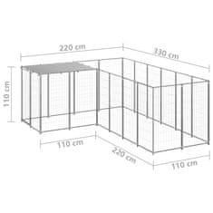 Vidaxl Pasji boks srebrn 4,84 m2 jeklo