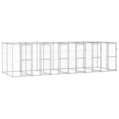 Vidaxl Zunanji pasji boks pocinkano jeklo 14,52 m2