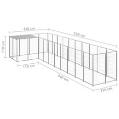 Vidaxl Pasji boks srebrn 7,26 m2 jeklo