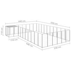 Vidaxl Pasji boks srebrn 19,36 m2 jeklo