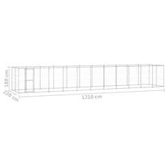 Vidaxl Zunanji pasji boks pocinkano jeklo 26,62 m²
